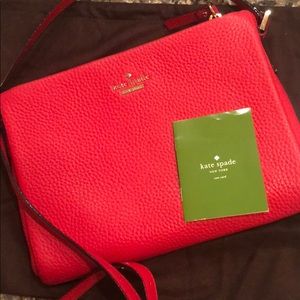Kate Spade Crossbody Bag Red Pebbled Leather
